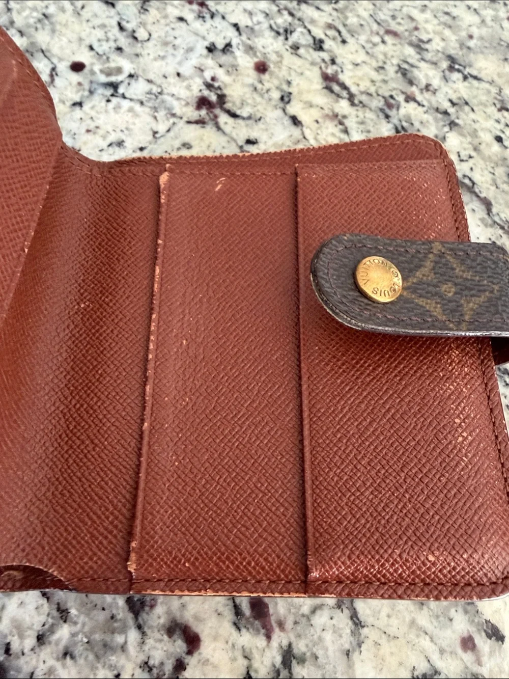 Louis Vuitton Brown Monogram Canvas Card Holder with Gold Snap